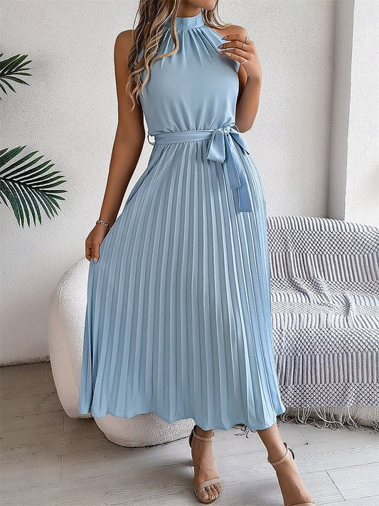 Abito Midi Plissettato Scollo Halter